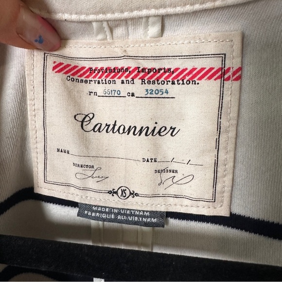 Anthropologie Cartonnier Striped Peplum Knit Blazer French Girl Nautical Navy XS - Picture 10 of 13